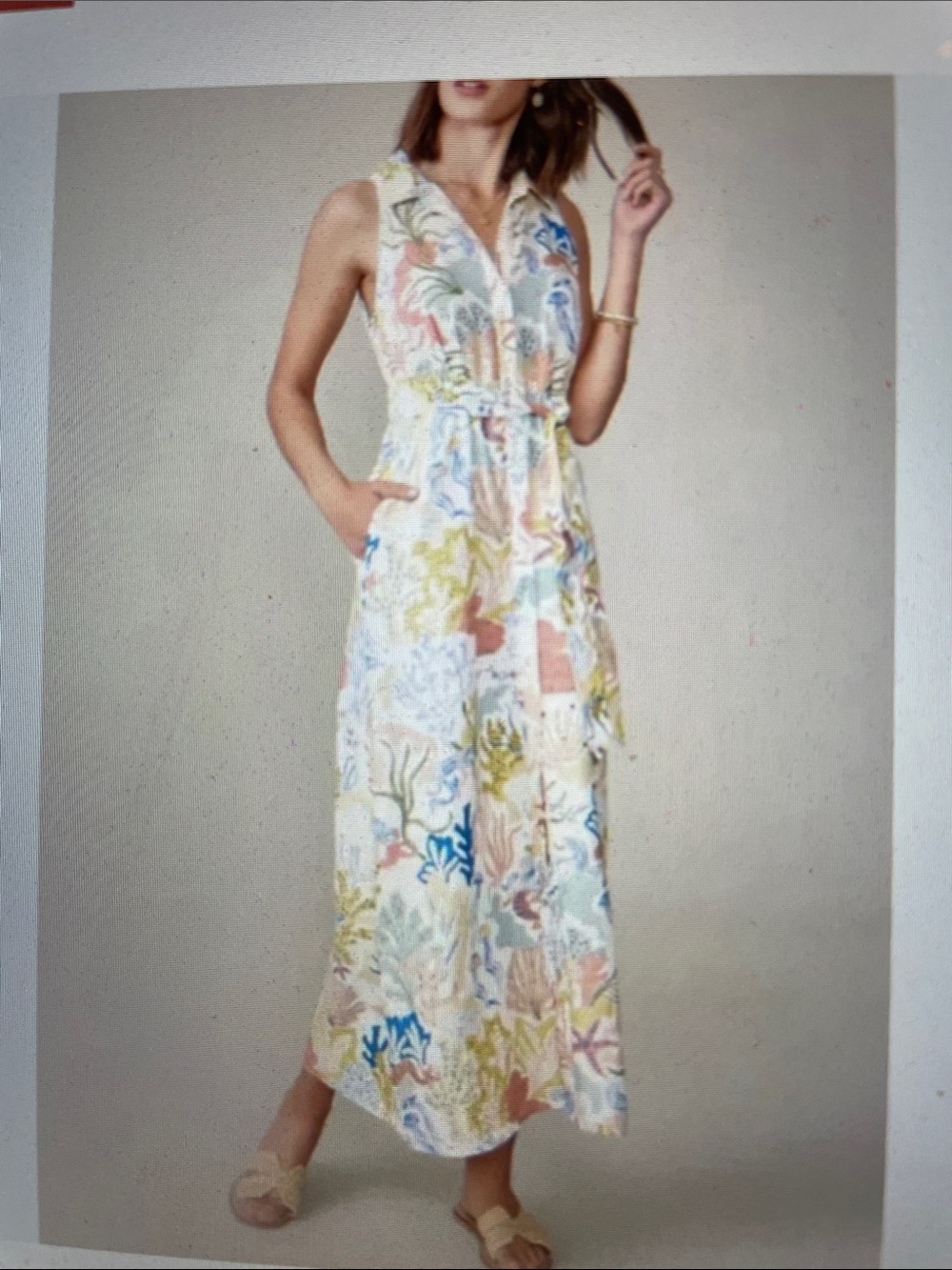 Spartina 449 Emeline linen sleeveless shirt dress sz M